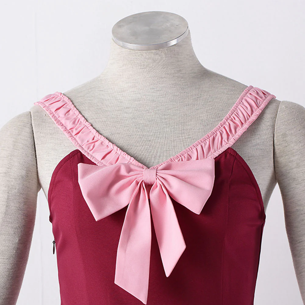 Fairy Tail Costume Mirajane Strauss Cosplay Red Dress with Bracelet for Women and Kids - Image 5