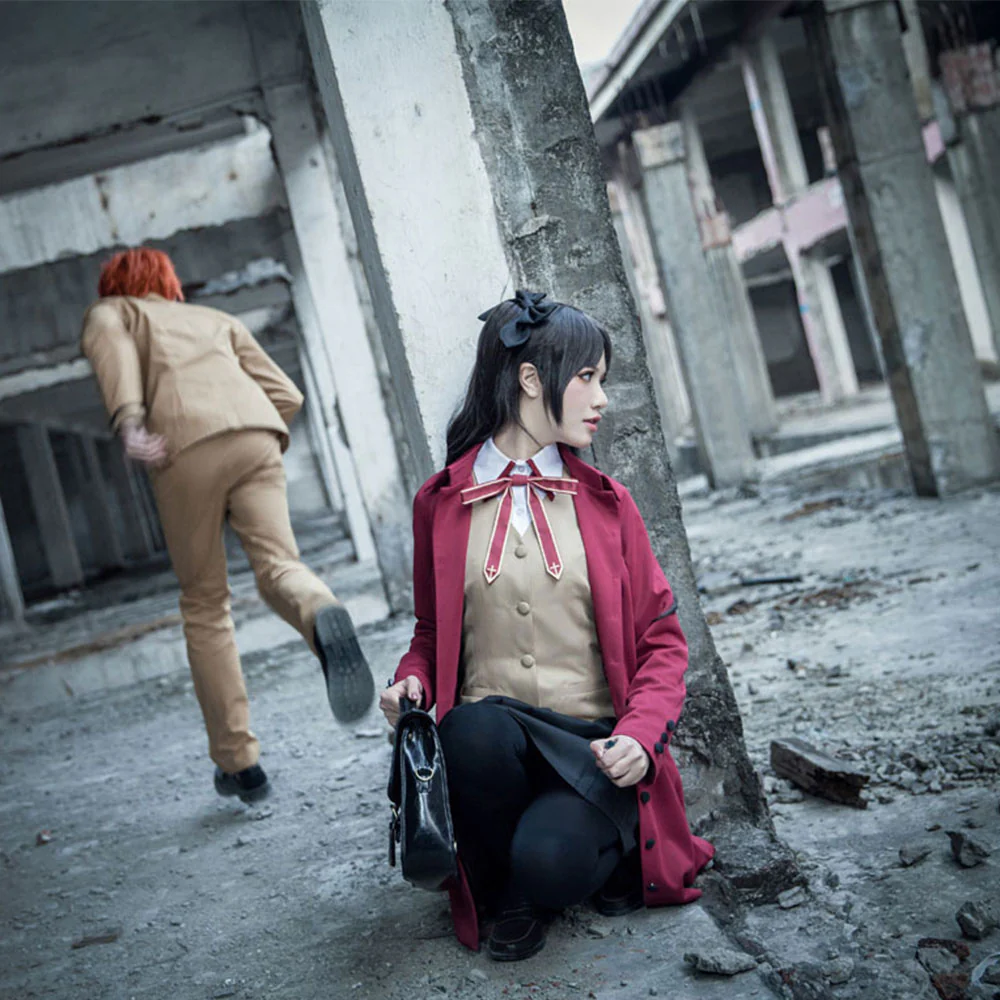 Fate / Stay Night Costume Rin Tohsaka Autumn School Uniform Cosplay Set for Women and Kids - Image 4