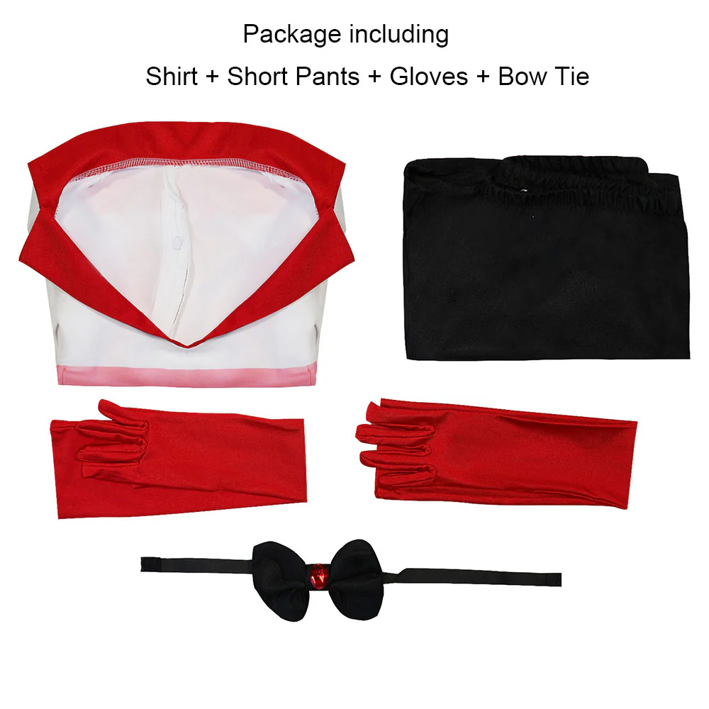 Hazbin Hotel Costume Angel Dust Cosplay full Set Pink Stripe Dress with Accessories - Image 7