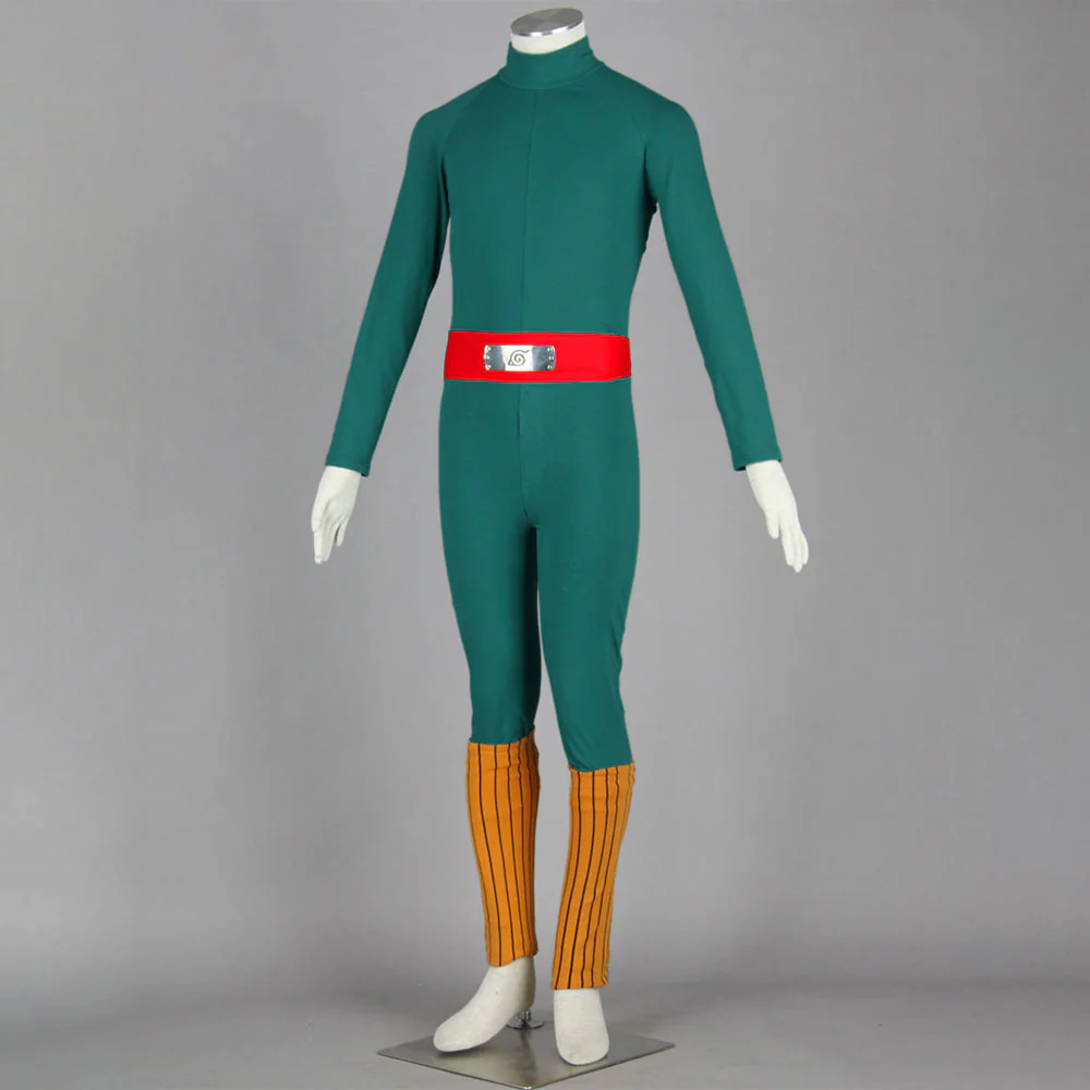 Naruto Costume Rock Lee Childhood Green Cosplay full Outfit for Men and Kids - Image 3