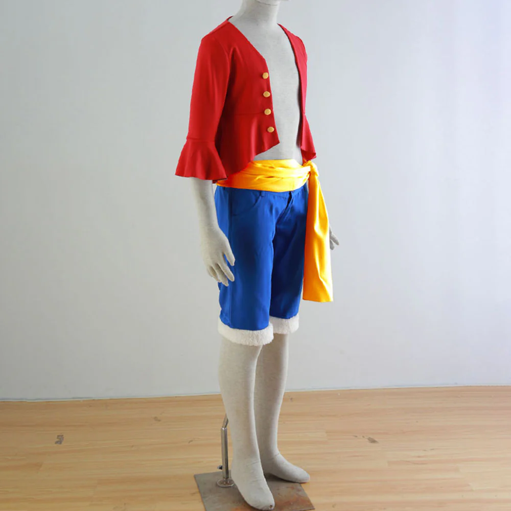 One Piece Costumes Monkey D Luffy Cosplay Set with Hat for Men and Kids - Image 4